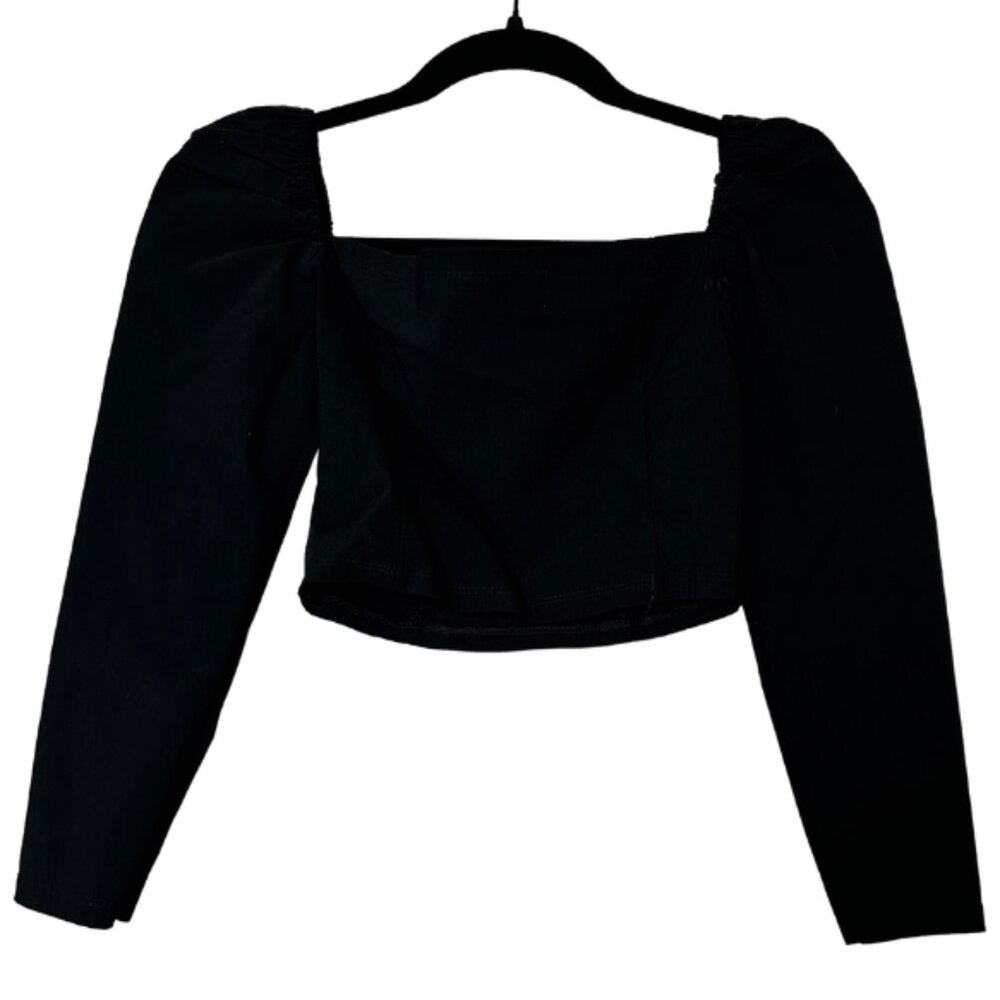 Urban Outfitters Black Square Neck Crop Top Long Sleeve